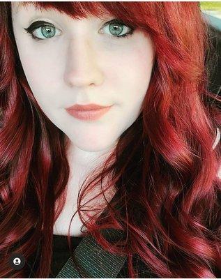 Holly's amazing skills with hair color.