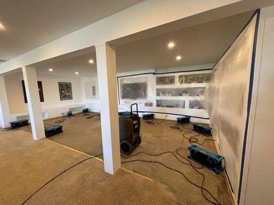 Our downstairs room being dried.