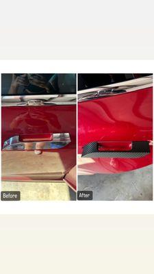 Tesla Model S door handles in 3M carbon fiber