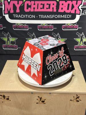 Customer provided box --Custom trapezoid cheer box wrap