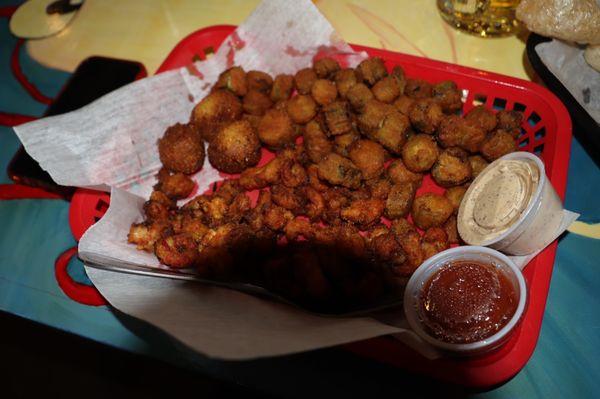 Fried crawfish and okra