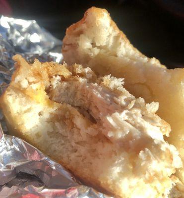 Chicken biscuit with cheese.
