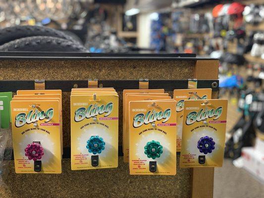 These Bling Bells from Mirrycle are great for little hands, easy to install on any handlebar, and they come in lots of colors!