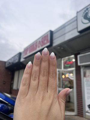Almond shape. French ombré with chrome. Dip and gel. 10/10!!
