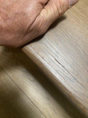 Failed hollow stair nosing