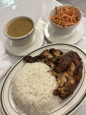 Baked Chicken Meal with Side of Espaguetis