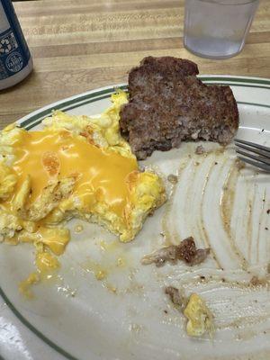 1/2 eaten breakfast.