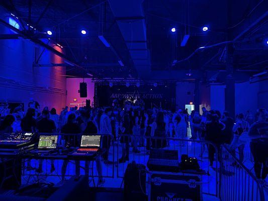 Event venue space with stage