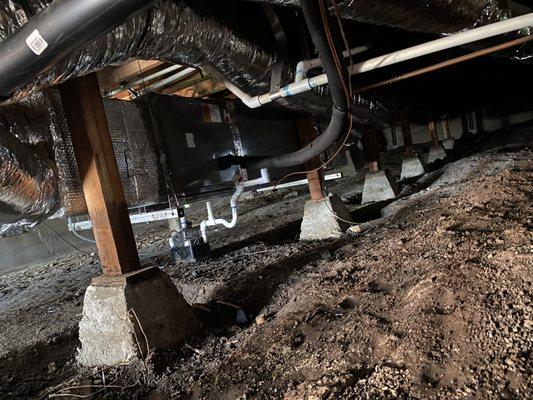 A new furnace and A/C installed in crawl space