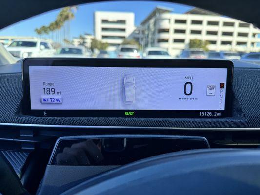 72% battery charge when I was given the Ford rental. Picture taken by me.