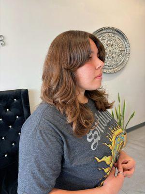 Layered and curtain bangs