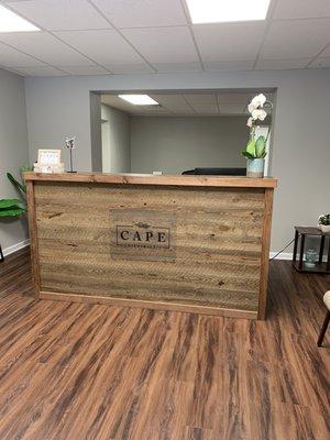 Our reception desk at Cape Chiropractic.