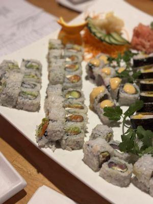 Half of our platter of rolls