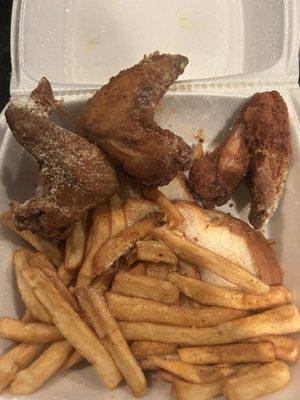 Lemon Pepper Chicken Wings and Fries