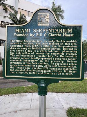 Miami Serpentarium Marker