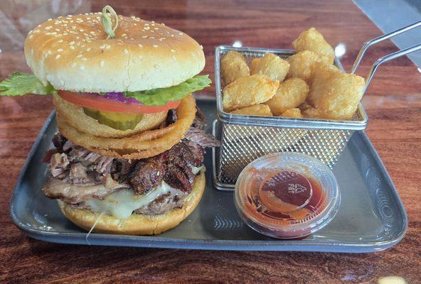 Western Burger Zone sub Peperjack Cheese with Tots