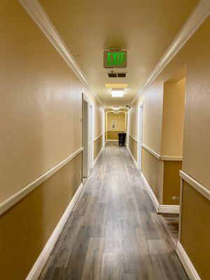 Motel Hallway - no elevator so plan to climb up stairs if your room is on the 2nd floor.