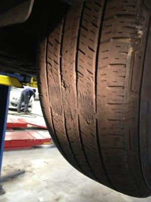 My bald front right tire. Due to poor towing.