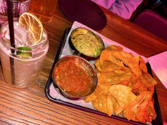 Hot and unbothered, chips with guac and salsa