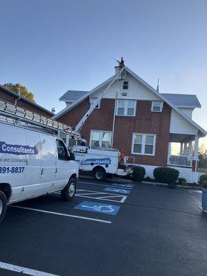 Pressure washing and painting house