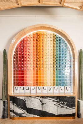 At Le Fruit -- color is art. Our custom lucite swatches showcase favorite and seasonal shades.