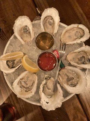 Freshly shucked oysters