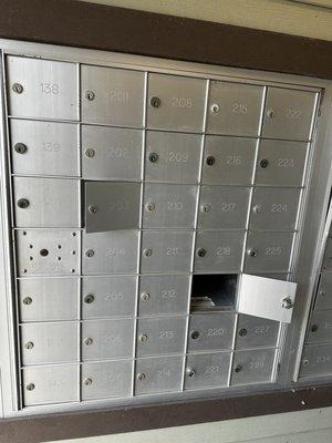 Mailboxes constantly broken into.
