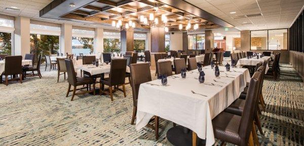 Oakwood Restaurant - lake view seating. Can take reservations up to 16 guests (based on availability).