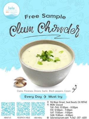 Free Clam Chowder Sample!