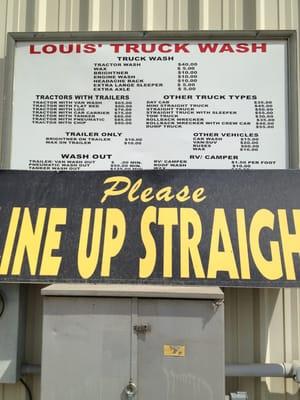 Prices at Louis' Truck Wash