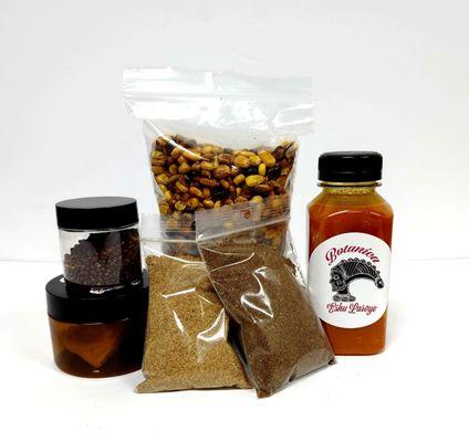 Maiz Tostado, Corojo, Jutia, Pescado ahumado, pimienta de Guinea & Cacao