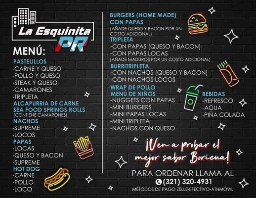 La Esquinita PR * Menu