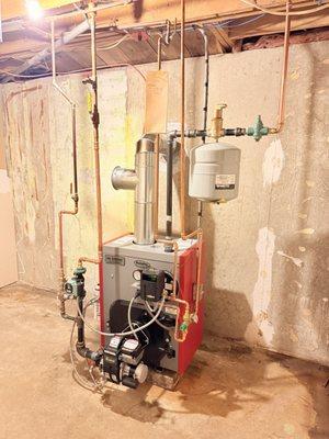The newly installed boiler and cleaned area.