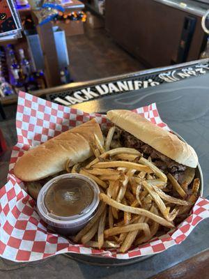 Prime roast with fries and a side of gravy