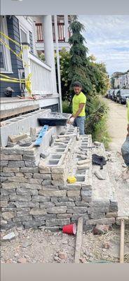 New veneer stone stoop