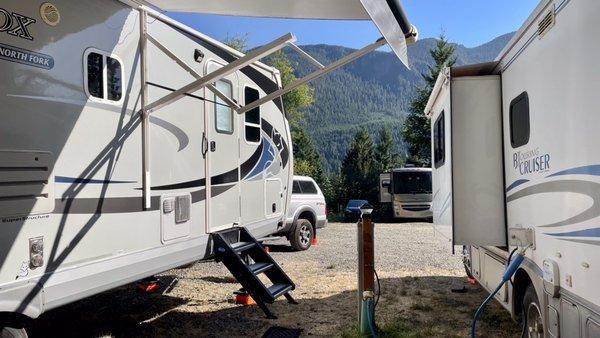 Campsites are extreme close together. The epitome of "awning camping."