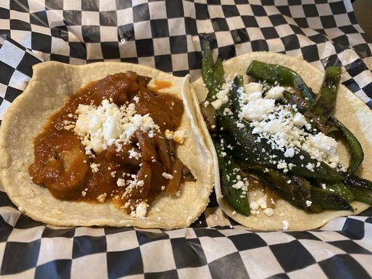 Mushroom taco and pepper taco