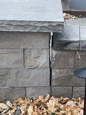 pillar leaning away from wall