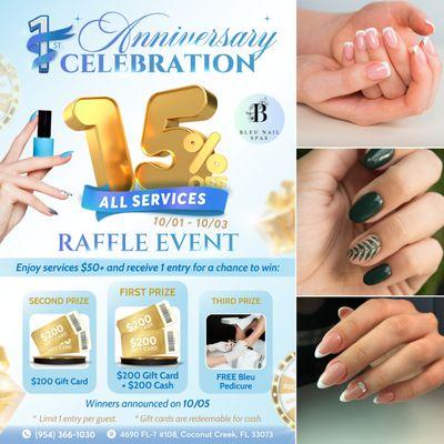 CHEERS TO 1 YEAR - BLEU NAIL SPAS ANNIVERSARY!