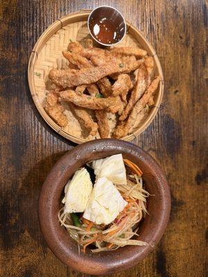 Papaya salad & 9 Thai Fried Chicken $13.99