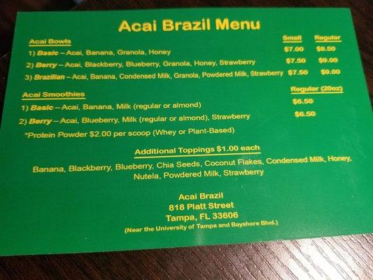 Acsi Brazil's entire menu