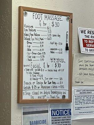 Services and prices as of May 2022