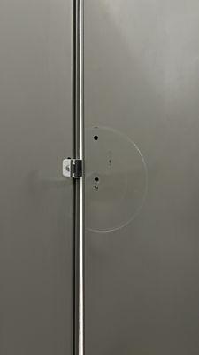 one of three restroom stalls with no locks.