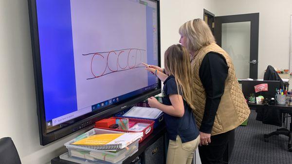cursive handwriting practice in 2nd grade at GRACEPOINT