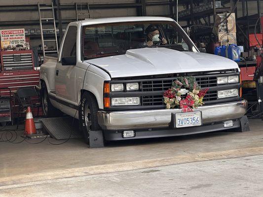 89 Chevrolet on the platform for smog