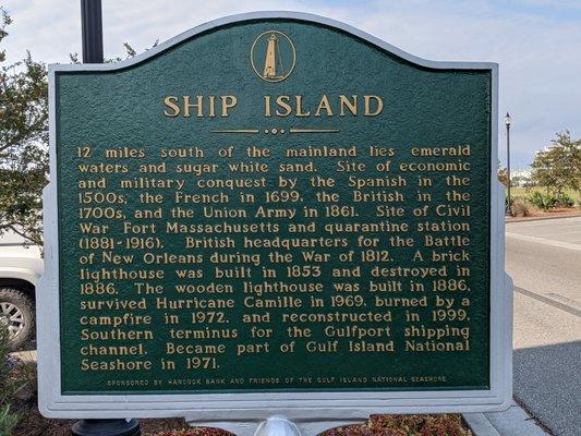 Ship Island Historical Marker
