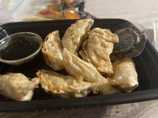 Pan fried dumplings are frozen deep fried dumplings you buy in the frozen section at the grocery store.