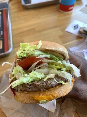 Impossible Burger with vegan cheese