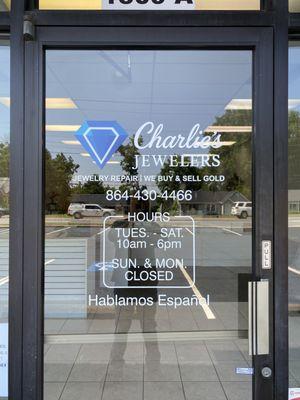 Storefront Door/Hours