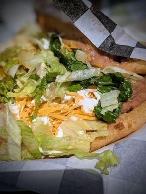 Green beef Ultimate Fry Bread Taco, YUM!